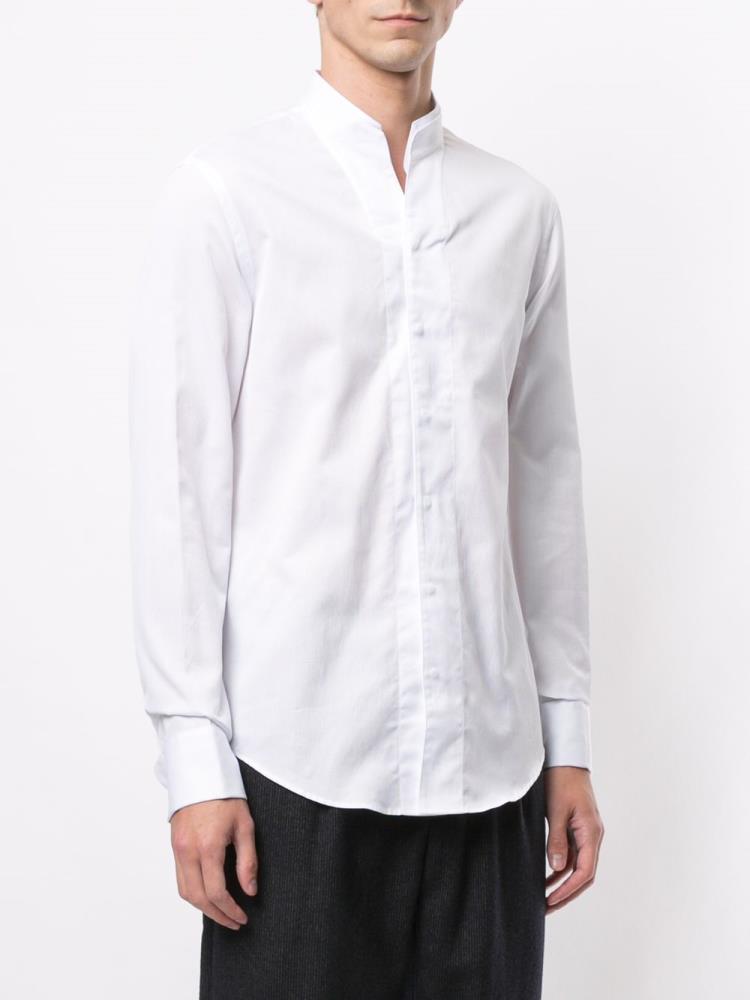 White Men's Armani Emporio Plain Tailored Shirts | SSOJDXE