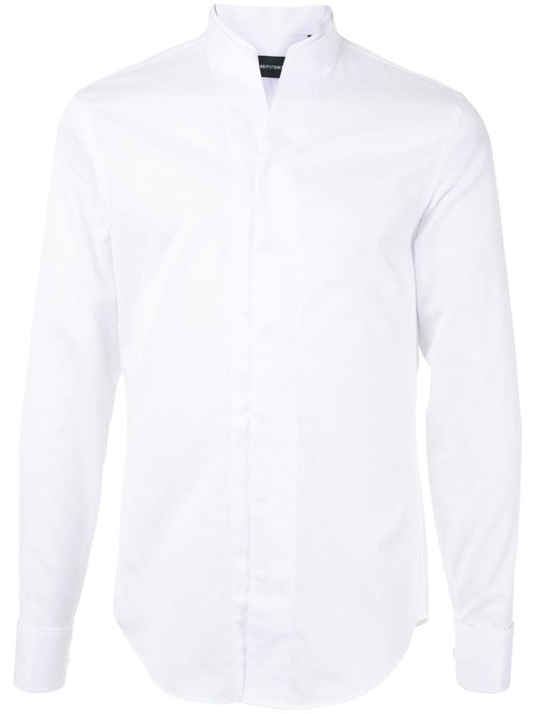 White Men\'s Armani Emporio Plain Tailored Shirts | SSOJDXE