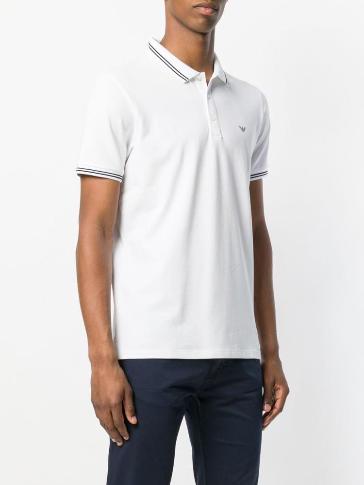 White Men's Armani Emporio Short Sleeve Polo Shirts | ELEZM4Q