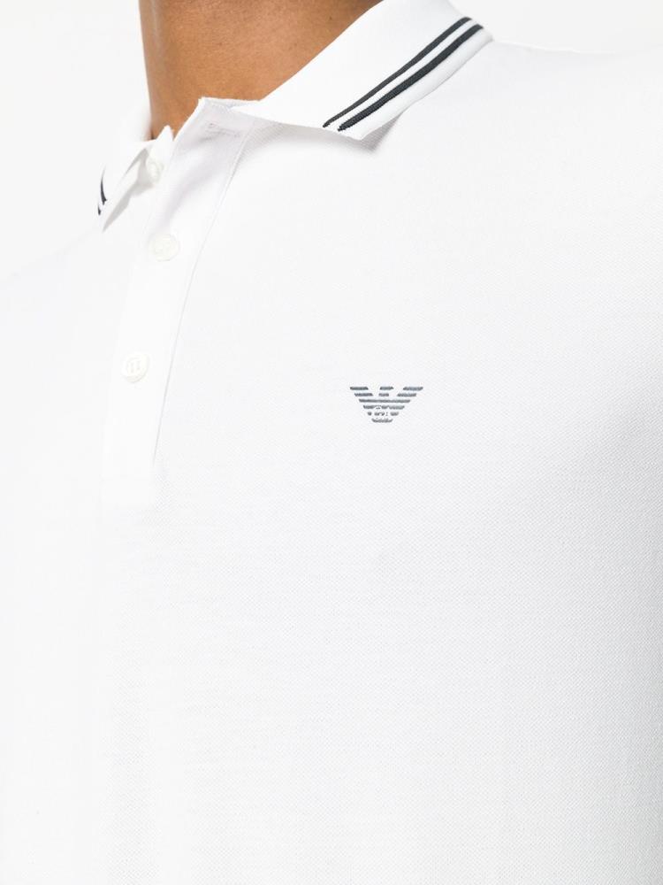 White Men's Armani Emporio Short Sleeve Polo Shirts | ELEZM4Q