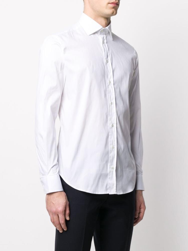 White Men's Armani Emporio Slim Fit Shirts | X41TEFR