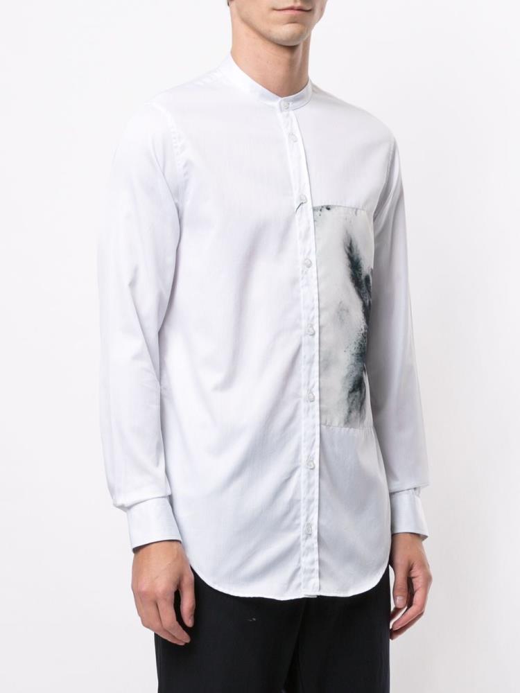 White Men's Armani Emporio Sprayed Detail Shirts | WSZTXLG