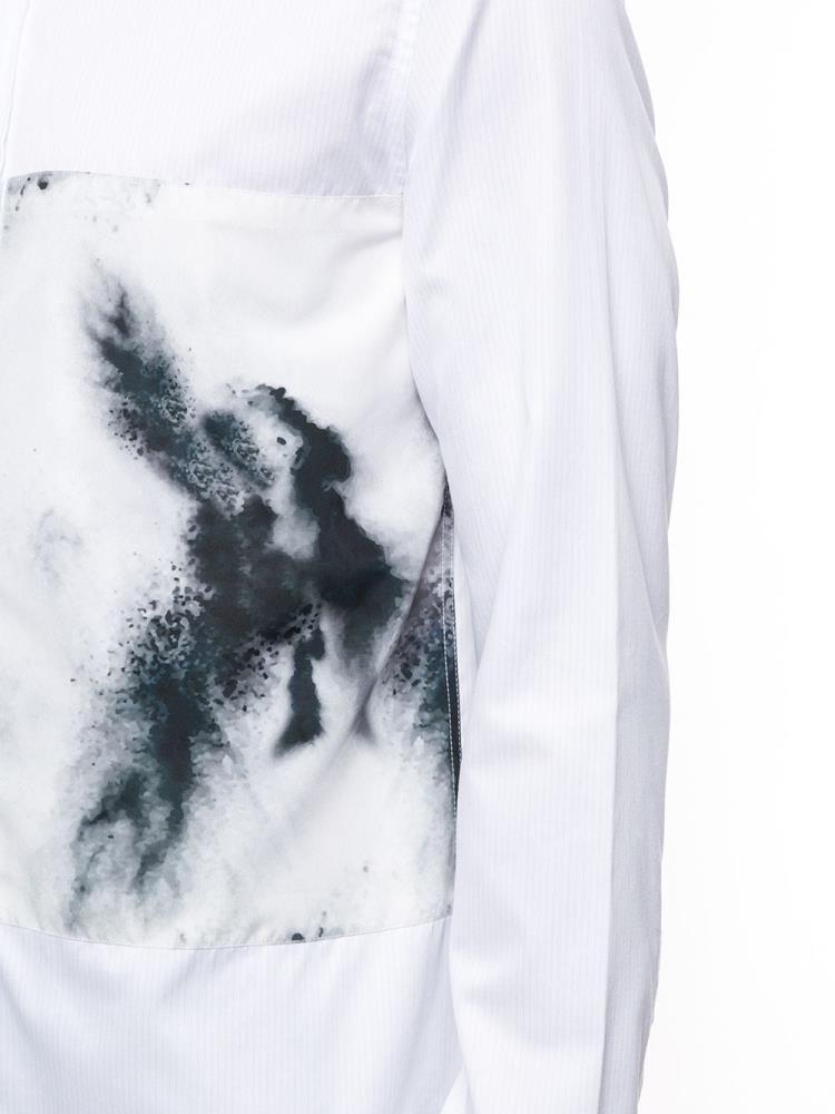 White Men's Armani Emporio Sprayed Detail Shirts | WSZTXLG