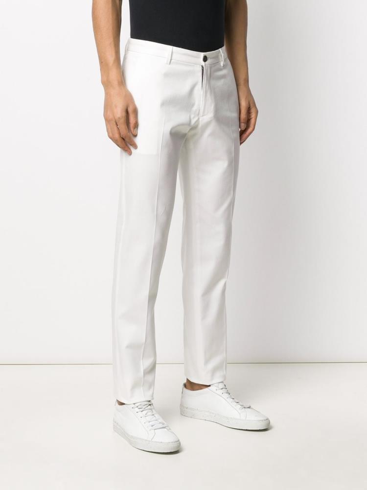 White Men's Armani Emporio Straight Leg Tailored Pants Pants | KHE5O4R