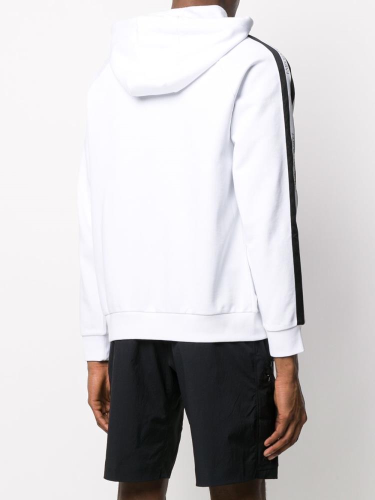 White Men's Armani Emporio Stripe Detail Hoodie | Y9MWPEY