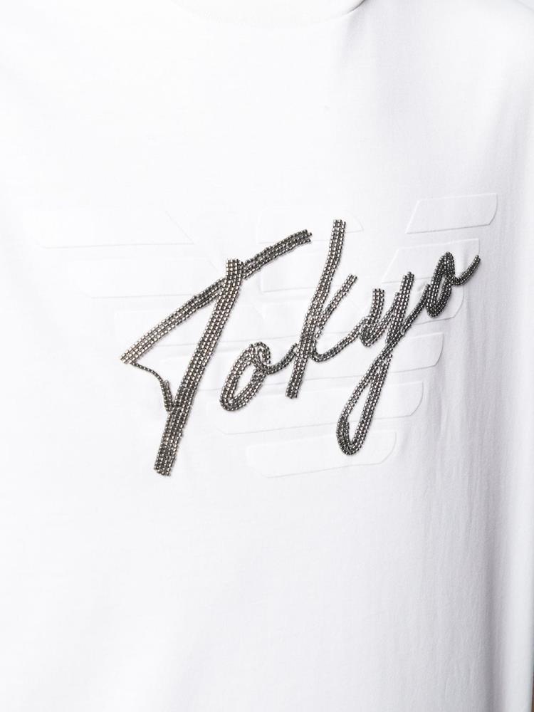 White Men's Armani Emporio Tokyo' Logo T Shirts | CDJH8FJ