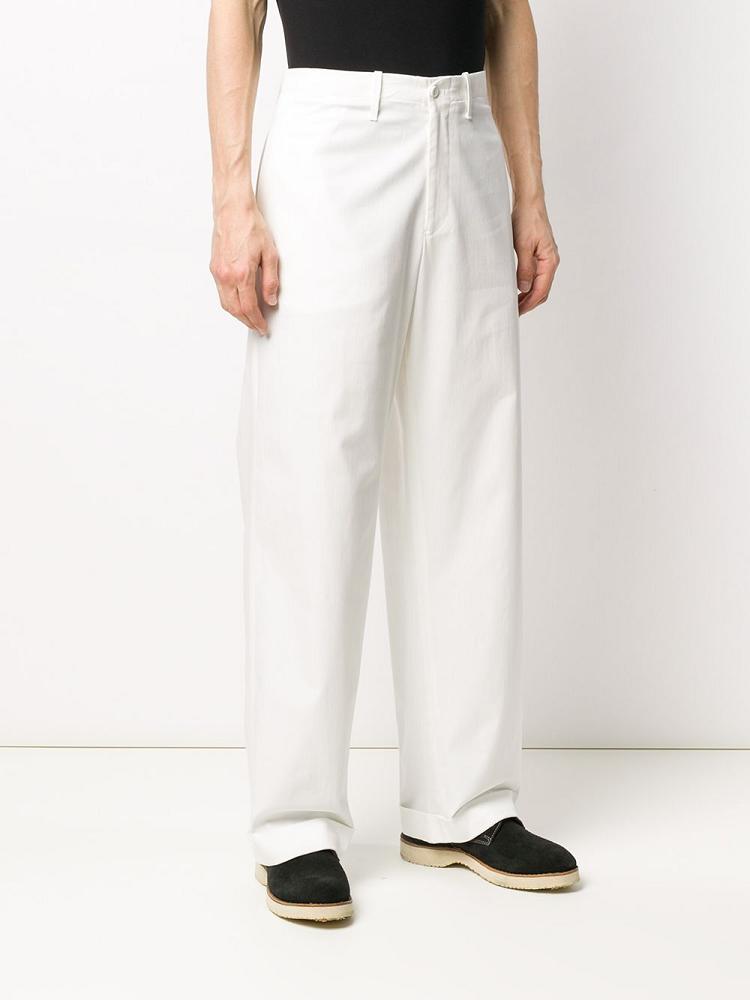 White Men's Armani Emporio Wide Leg Pants | NNVAB0H