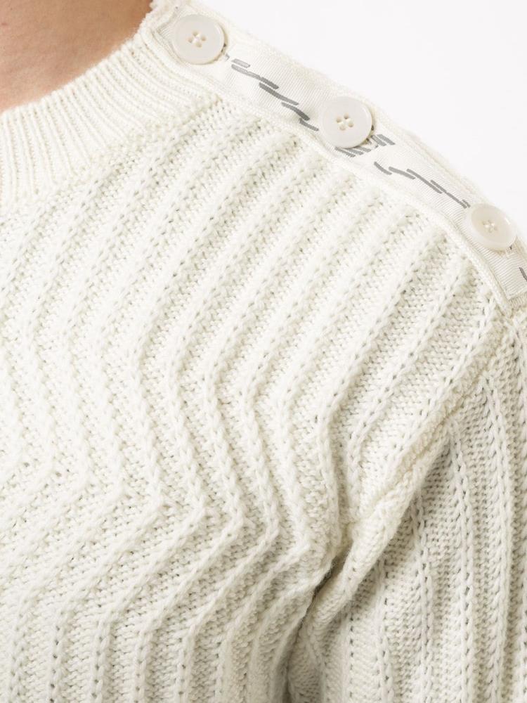 White Men's Armani Emporio Zig Zag Knit Jumpers | 6TXW4QV