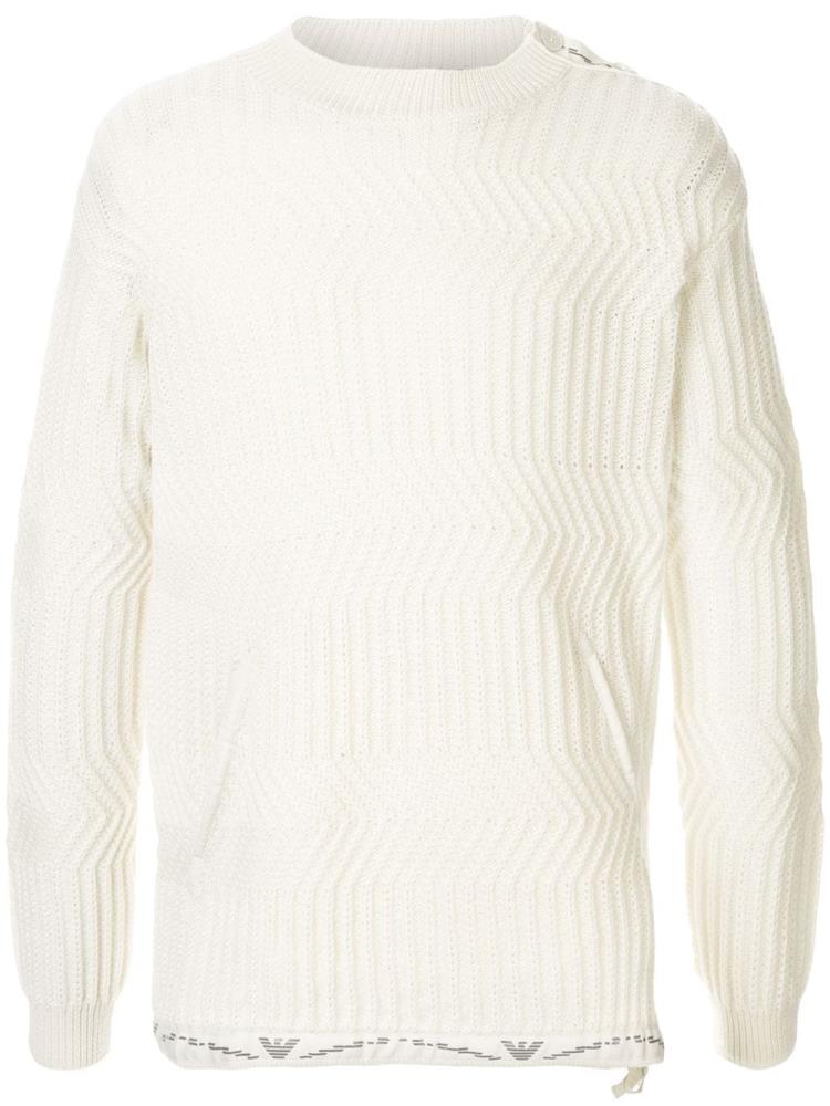 White Men\'s Armani Emporio Zig Zag Knit Jumpers | 6TXW4QV