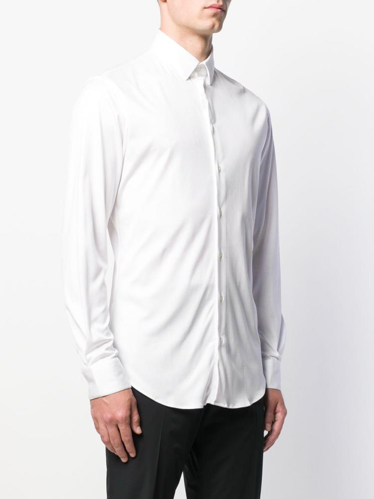 White Men's Giorgio Armani Classic Plain Shirts | N4P22K5