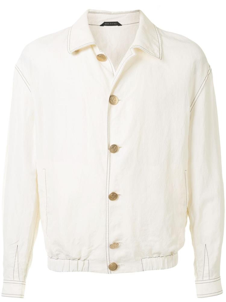 White Men\'s Giorgio Armani Contrast Stitched Jackets | DJY17L9