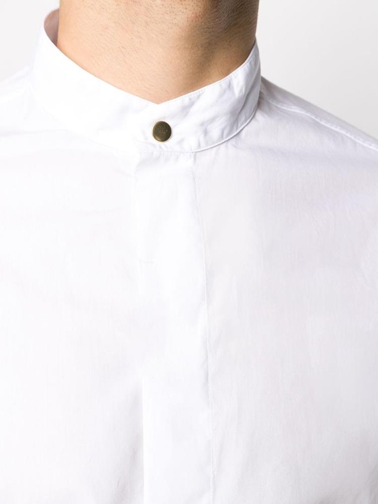 White Men's Giorgio Armani Cotton Mandarin Collar Shirts | 9SQ04GL