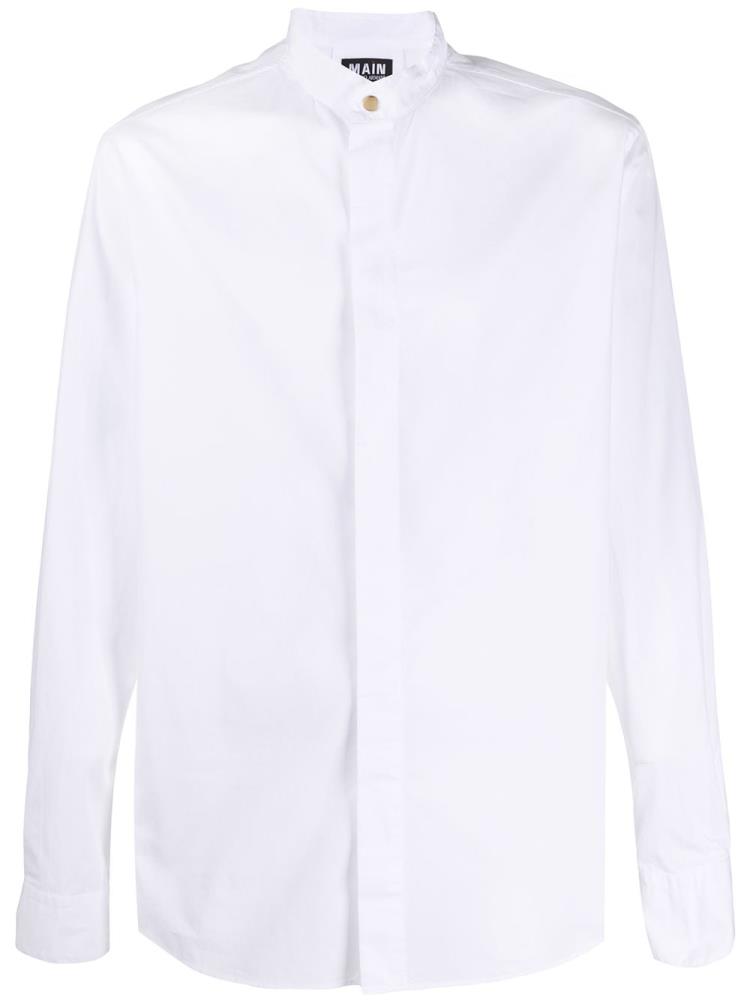 White Men\'s Giorgio Armani Cotton Mandarin Collar Shirts | 9SQ04GL