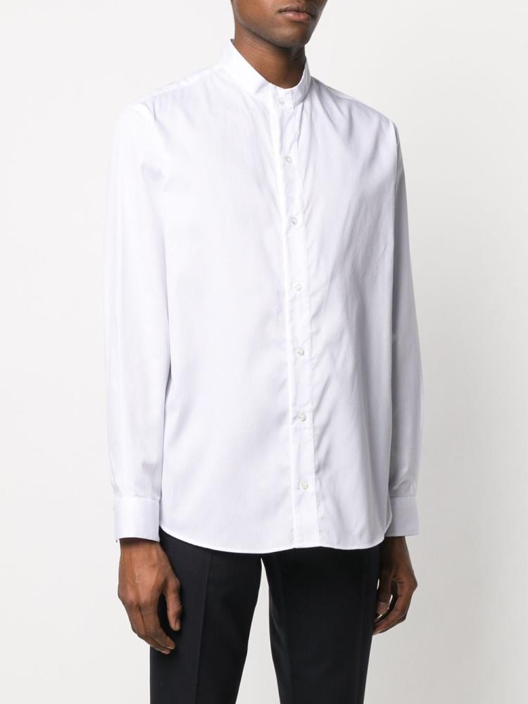 White Men's Giorgio Armani Mandarin Collared Shirts | G3ORS7O