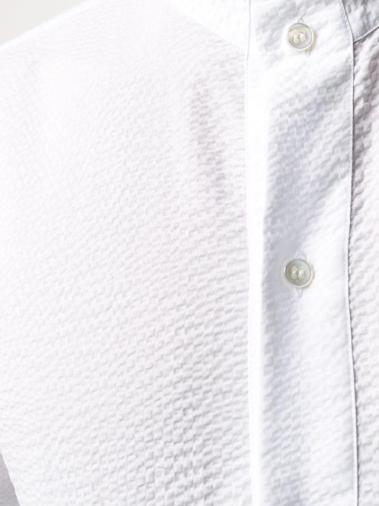 White Men's Giorgio Armani Mandarin Collar Textured Shirts | S37SEQZ