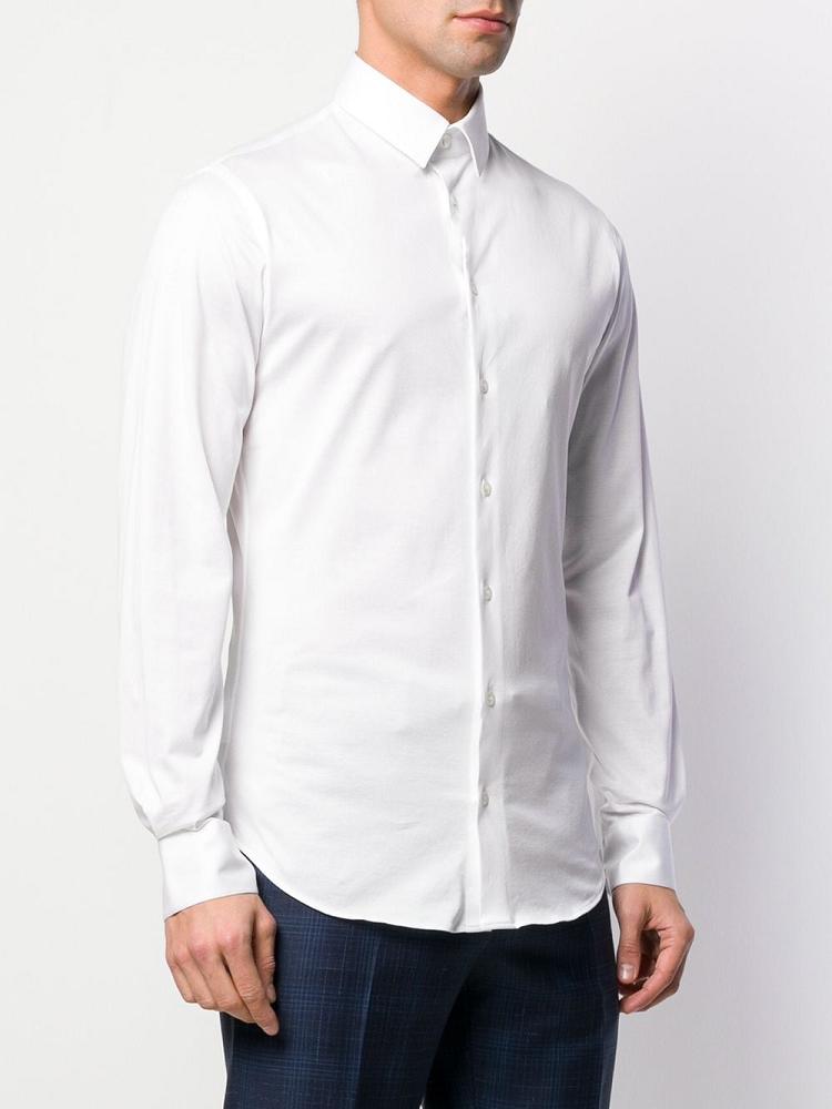 White Men's Giorgio Armani Plain Button Shirts | AQO9Z7T