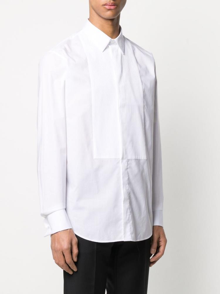 White Men's Giorgio Armani Pleated Bib Formal Shirts | BYQXTSE