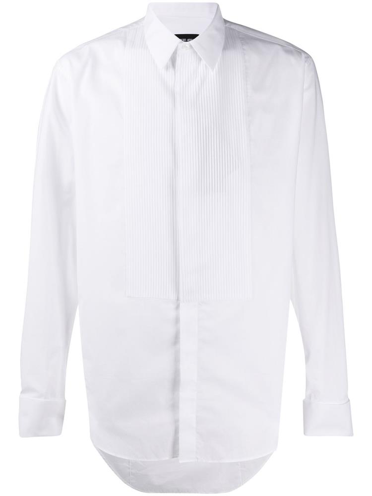 White Men\'s Giorgio Armani Pleated Bib Formal Shirts | BYQXTSE