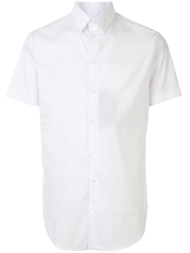 White Men\'s Giorgio Armani Short Sleeve Fitted Shirts | JMSVI1E