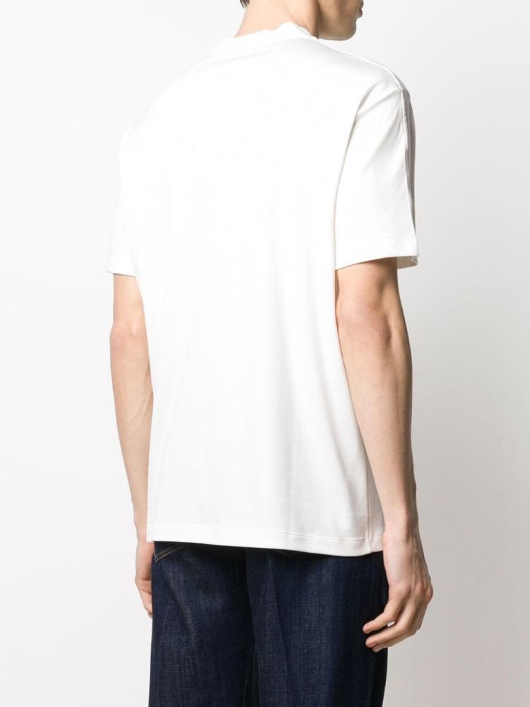 White Men's Giorgio Armani Textured Logo T Shirts | 6PAH25N