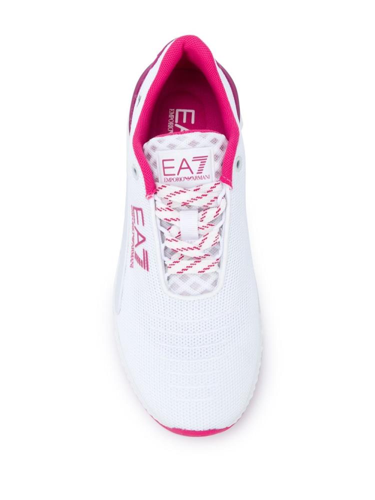 White / Pink Women's Ea7 Emporio Armani Two Tone Lace Up Sneakers | 9PY6C18