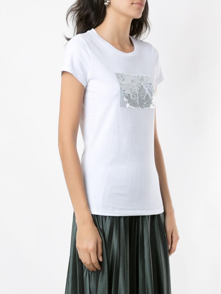 White Women's Armani Exchange Logo Print T Shirts | ZTYLXC7