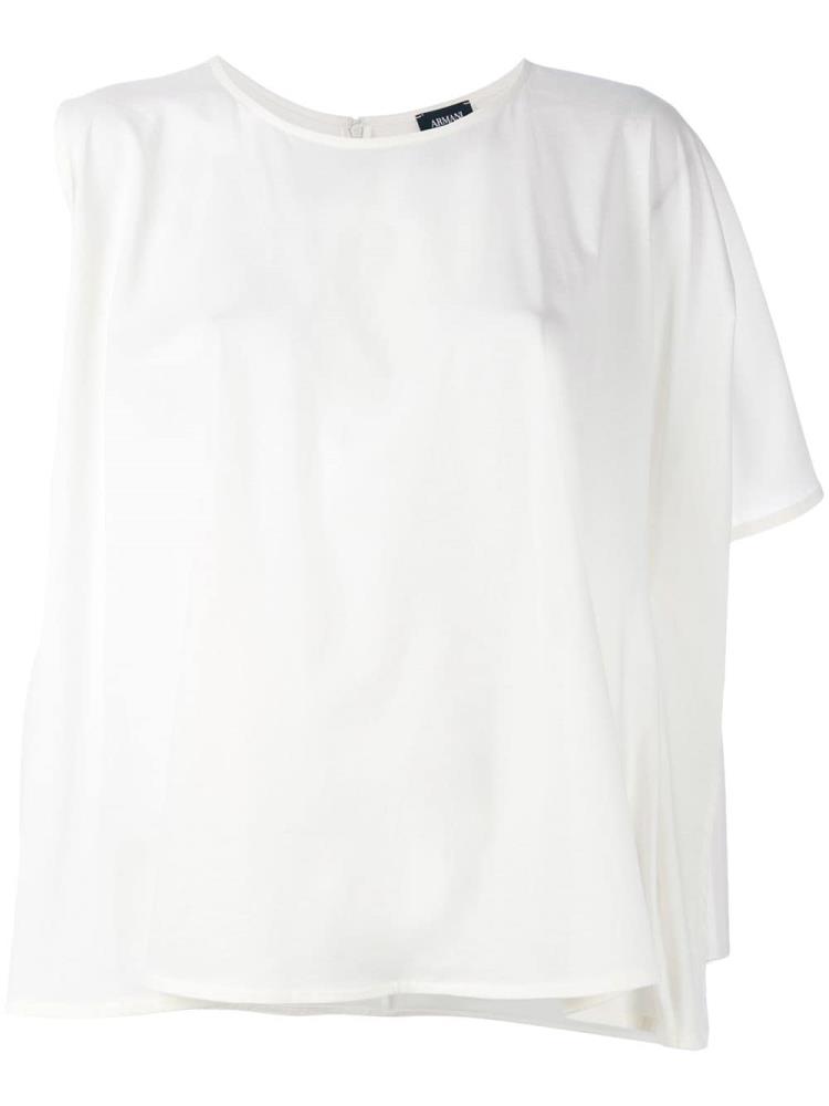 White Women\'s Armani Jeans Asymmetric T Shirts | KAO2MS7