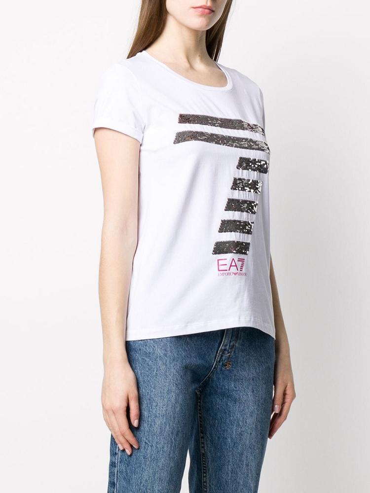 White Women's Ea7 Emporio Armani Logo T Shirts | 8SII4GN