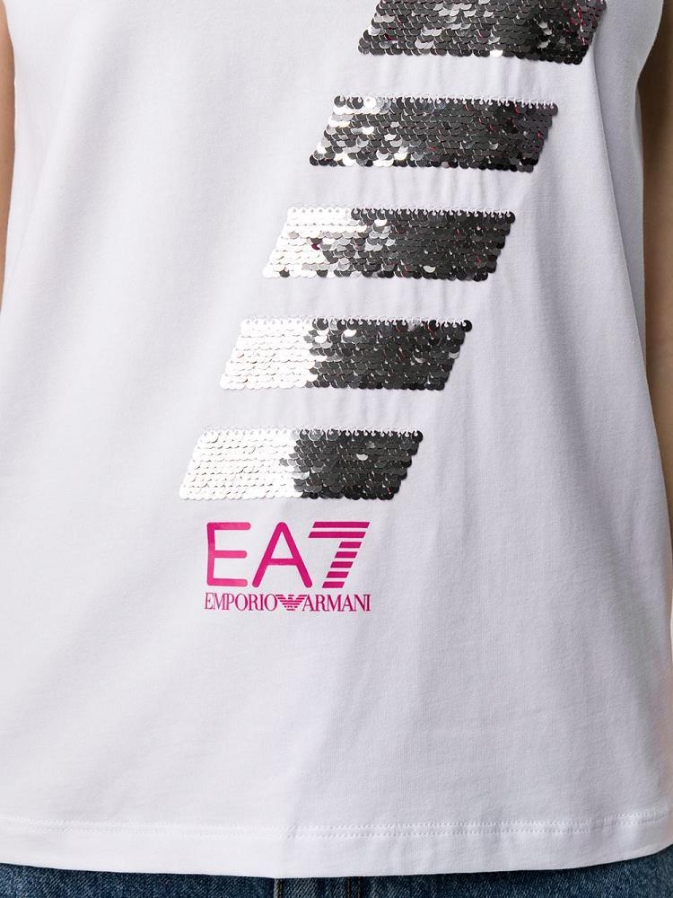 White Women's Ea7 Emporio Armani Logo T Shirts | 8SII4GN