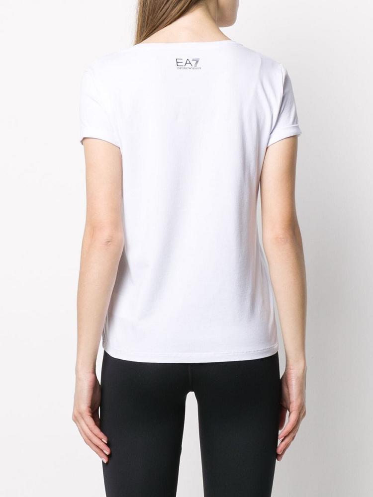 White Women's Ea7 Emporio Armani Logo T Shirts | BS1OMWD