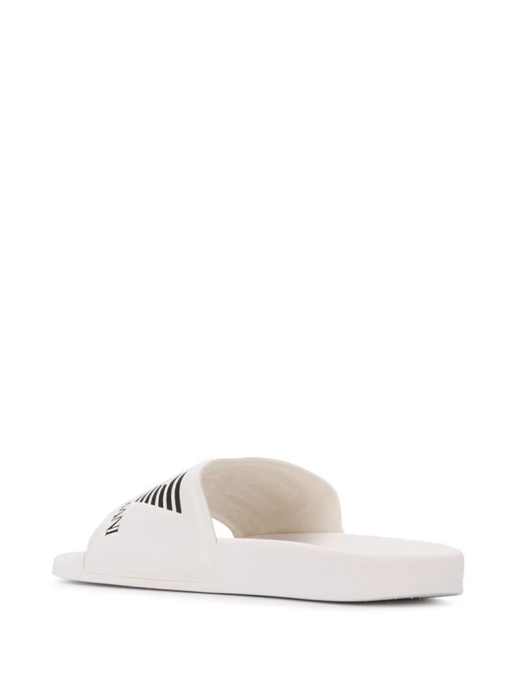 White Women's Ea7 Emporio Armani Printed Logo Slides | HIAXMRD