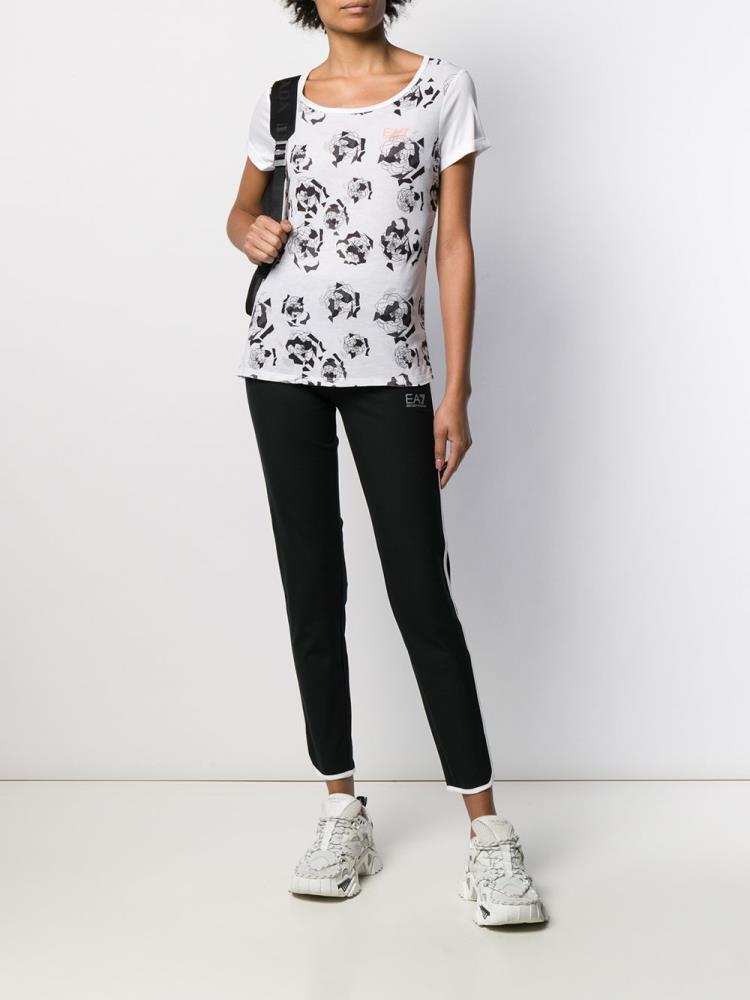 White Women's Ea7 Emporio Armani Print T Shirts | RYKAK2I