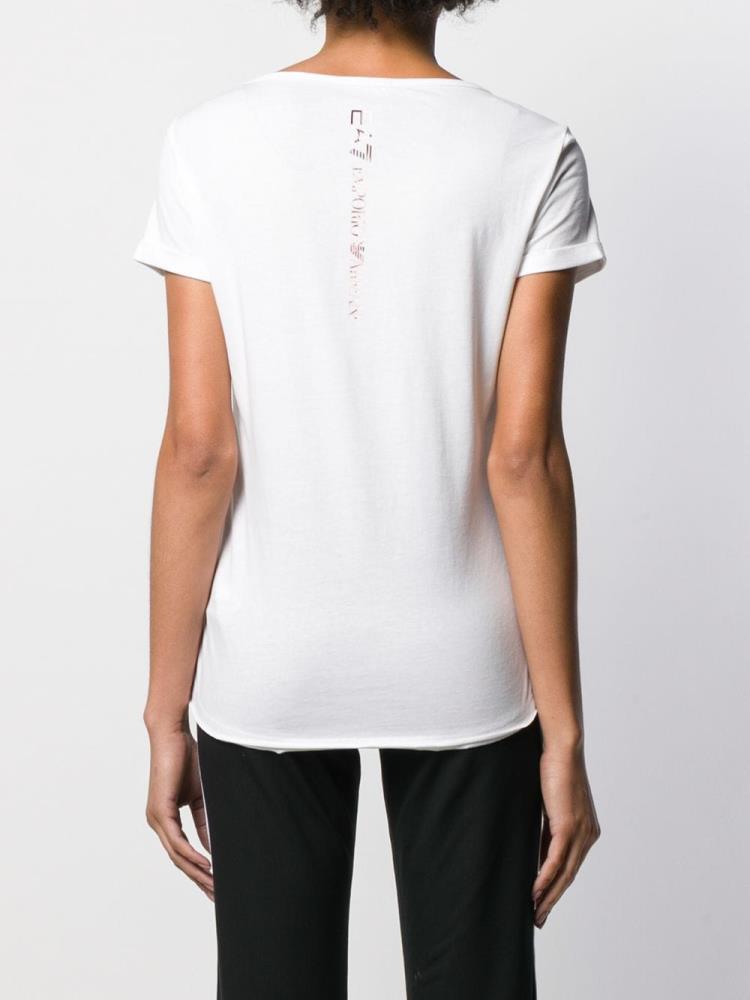 White Women's Ea7 Emporio Armani Print T Shirts | RYKAK2I