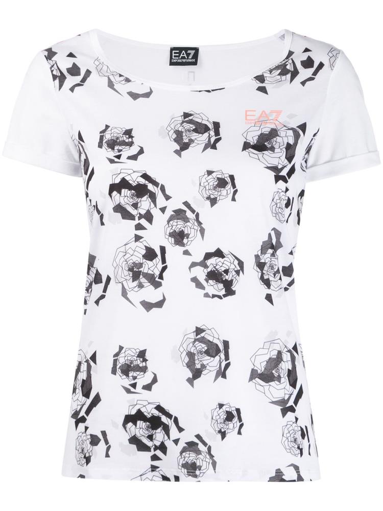 White Women\'s Ea7 Emporio Armani Print T Shirts | RYKAK2I