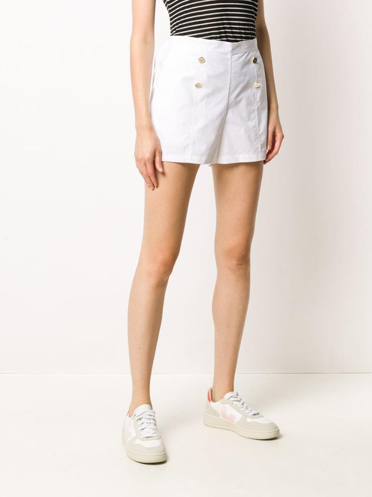 White Women's Armani Emporio Buttoned Front Mini Shorts | AKQVNRB