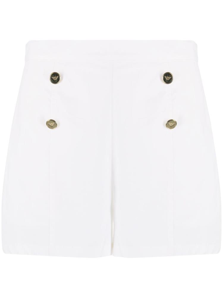 White Women\'s Armani Emporio Buttoned Front Mini Shorts | AKQVNRB