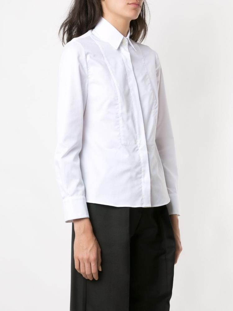 White Women's Armani Emporio Contrast Bib Shirts | WVPVVOV