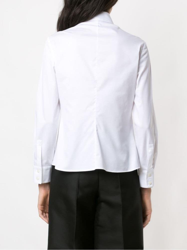 White Women's Armani Emporio Contrast Bib Shirts | WVPVVOV