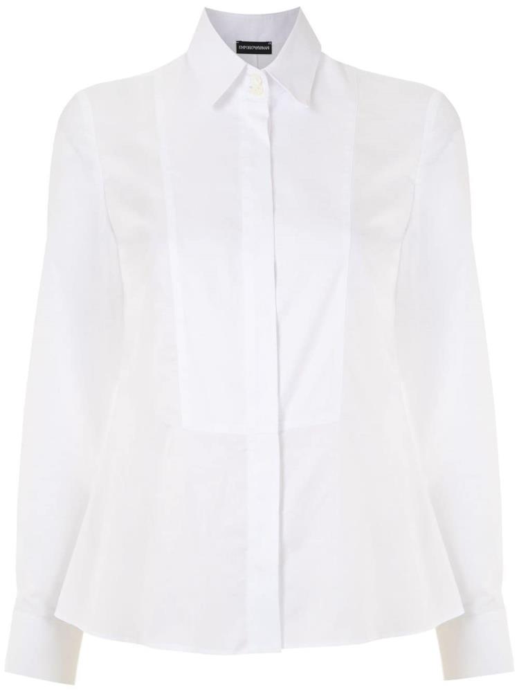 White Women\'s Armani Emporio Contrast Bib Shirts | WVPVVOV