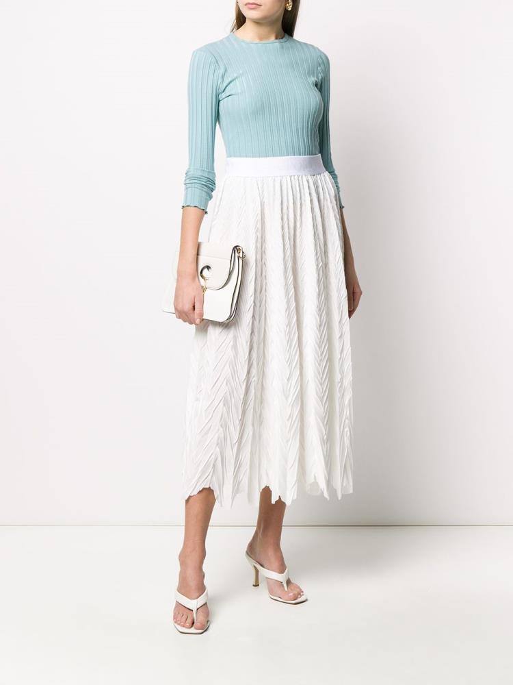 White Women's Armani Emporio Crinkle Effect Midi Skirts | MTXNKSL