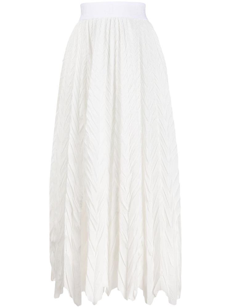 White Women\'s Armani Emporio Crinkle Effect Midi Skirts | MTXNKSL