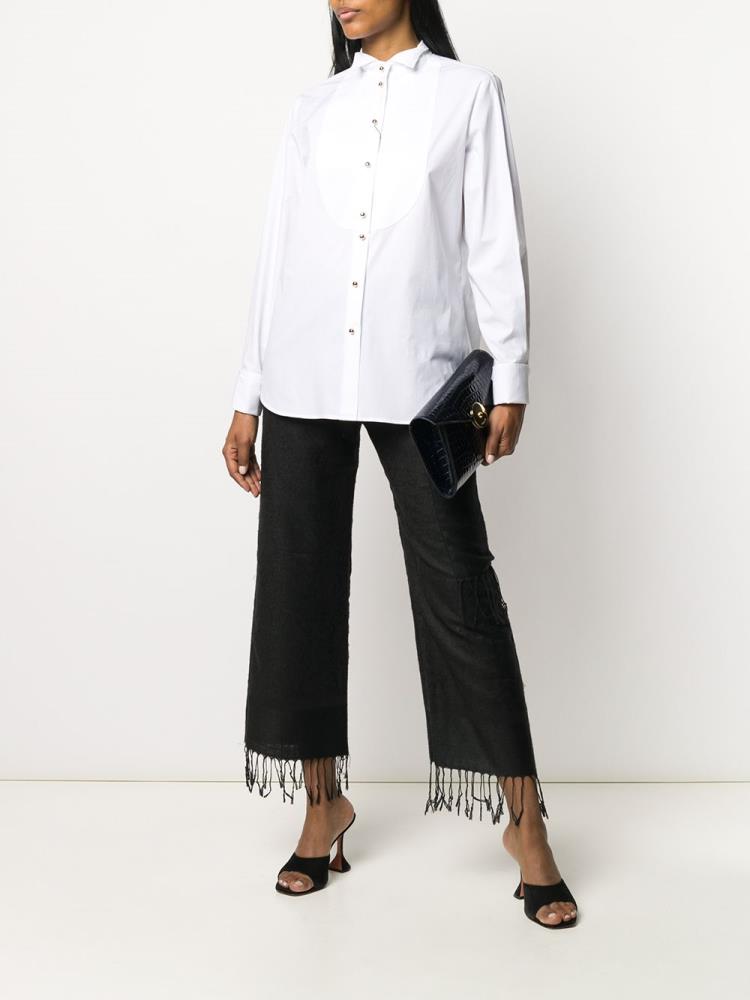 White Women's Armani Emporio Cutaway Collar Shirts | TCBVZWU