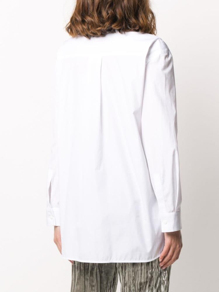 White Women's Armani Emporio Embroidered Long Sleeve Shirts | GULAOFI