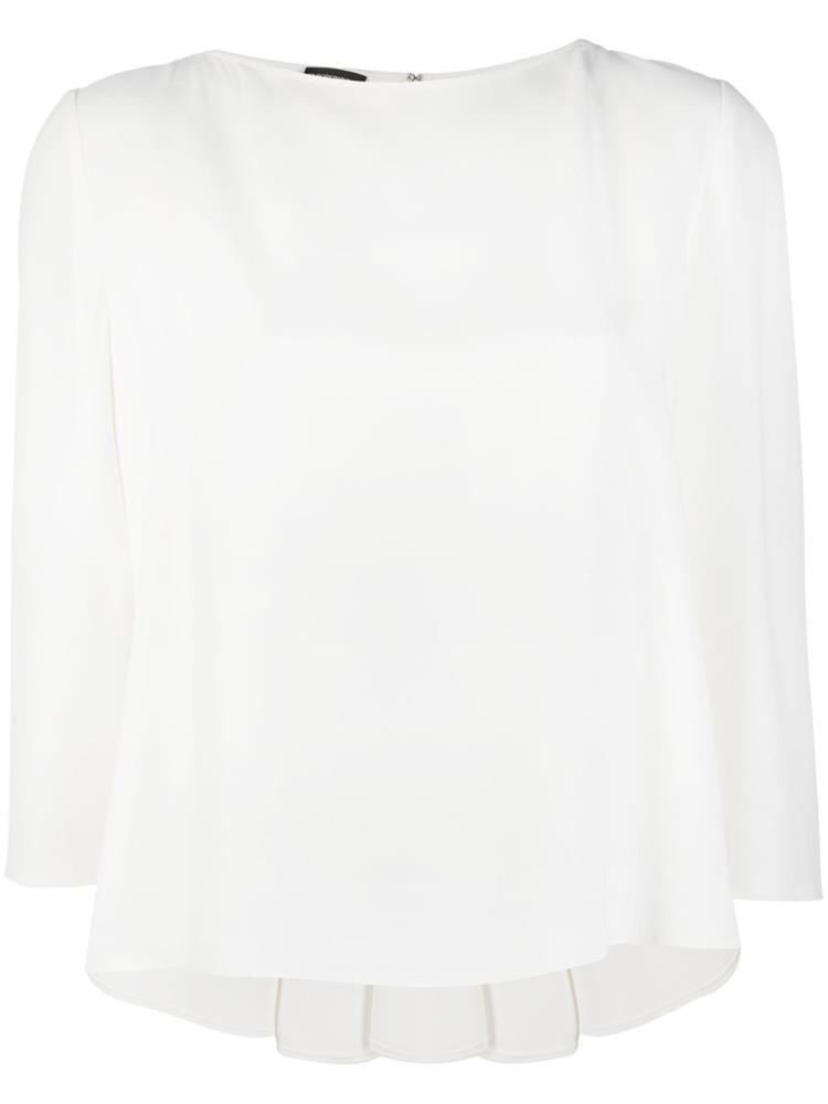 White Women\'s Armani Emporio Flared 3/4 Sleeves Blouse | IXLU5G7