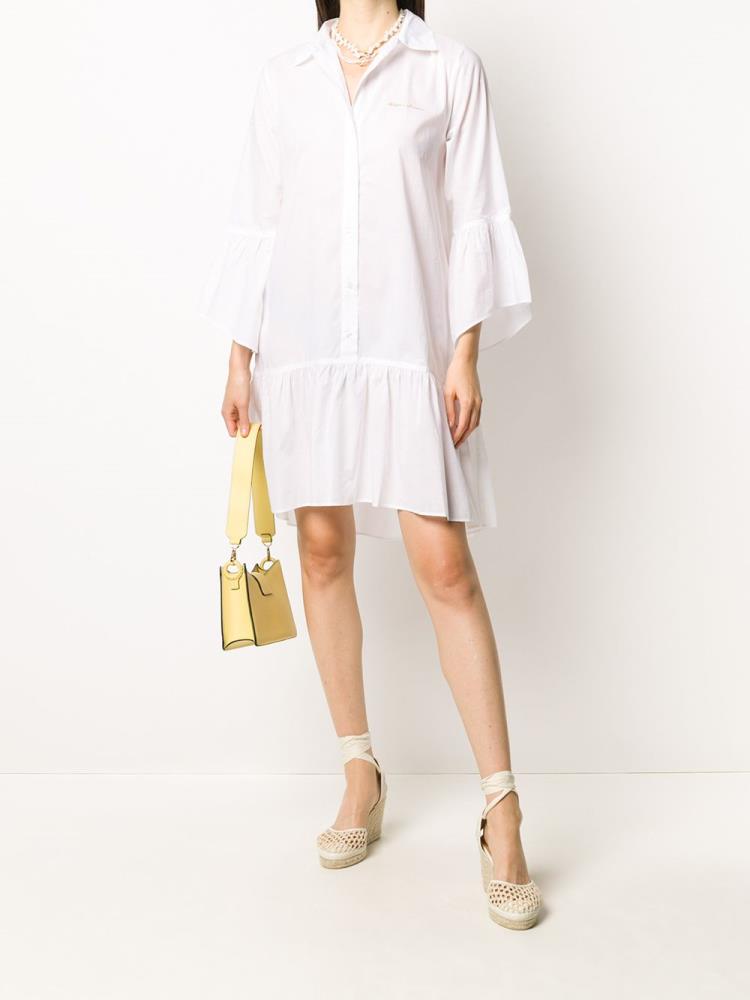 White Women's Armani Emporio Flared Mini Shirt Dress Dress | YG3YOUE