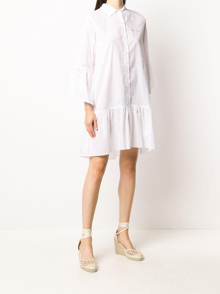 White Women's Armani Emporio Flared Mini Shirt Dress Dress | YG3YOUE