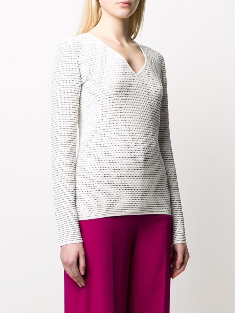 White Women's Armani Emporio Geometric Pattern Knit Jumpers | TZWGEA8