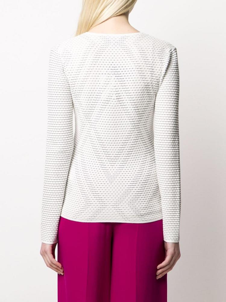 White Women's Armani Emporio Geometric Pattern Knit Jumpers | TZWGEA8