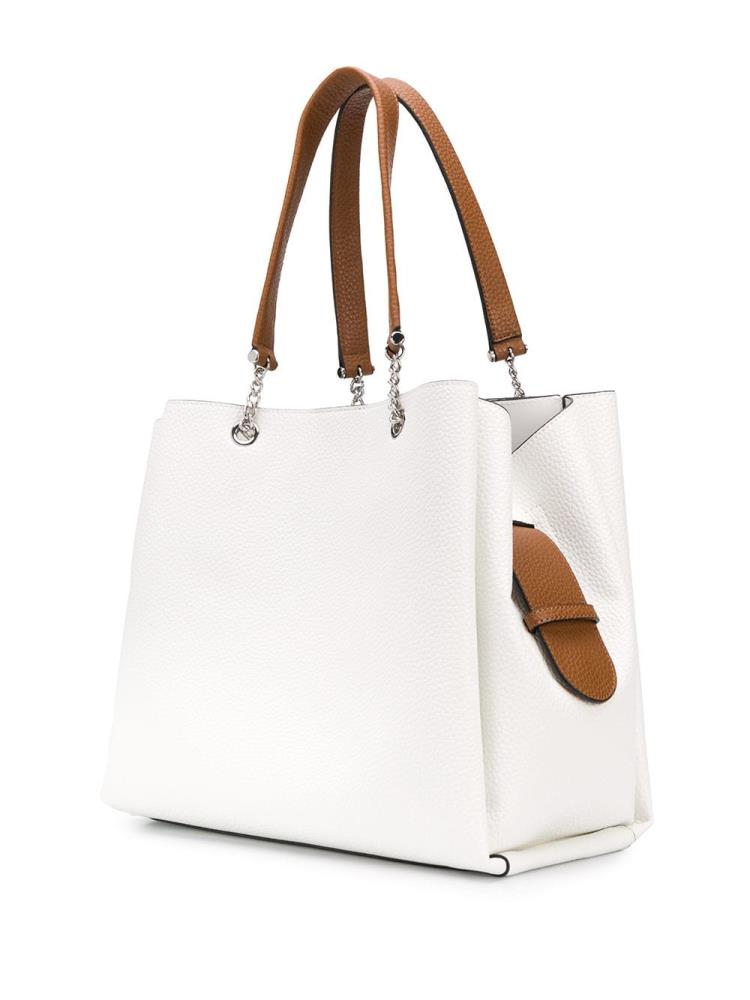 White Women's Armani Emporio Large Logo Charm Tote Bags | SI4ABPX