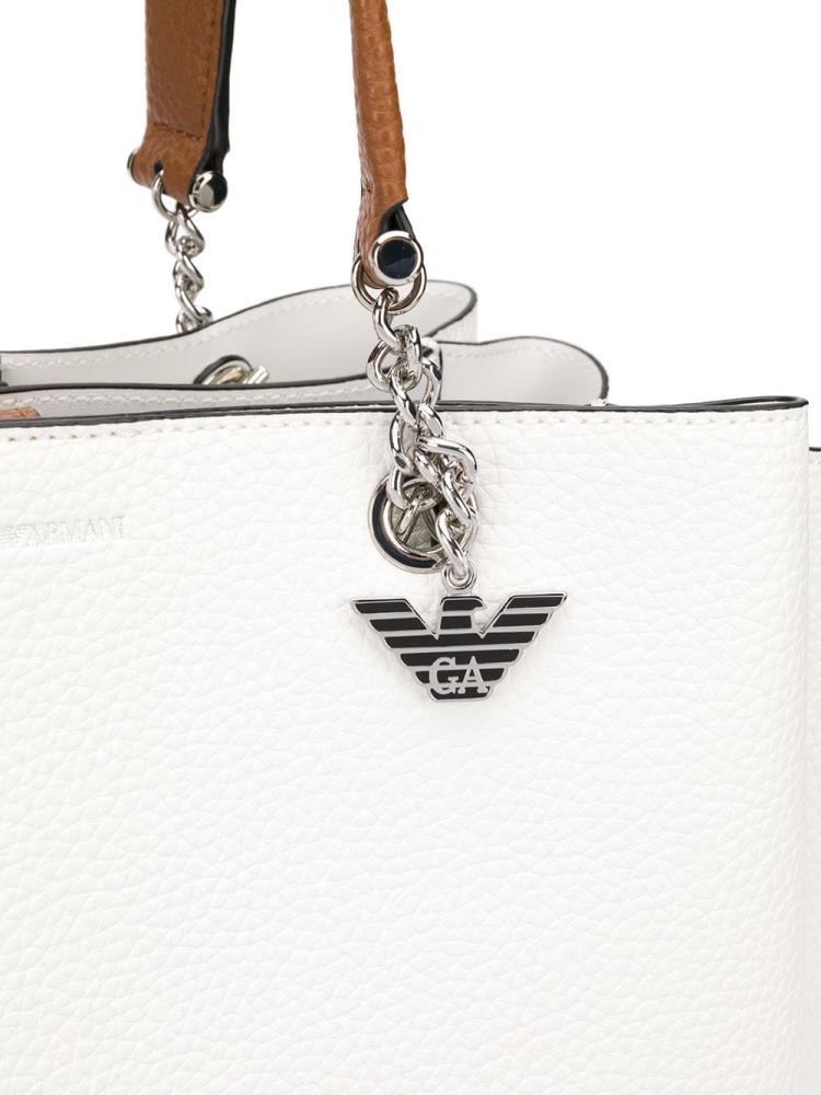 White Women's Armani Emporio Large Logo Charm Tote Bags | SI4ABPX